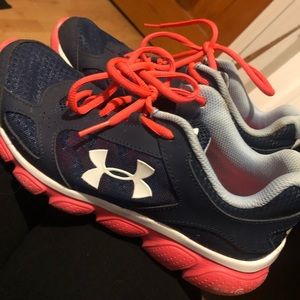 Pink and blue under armour shoes